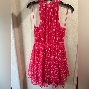 Pink Floral high neck Dress